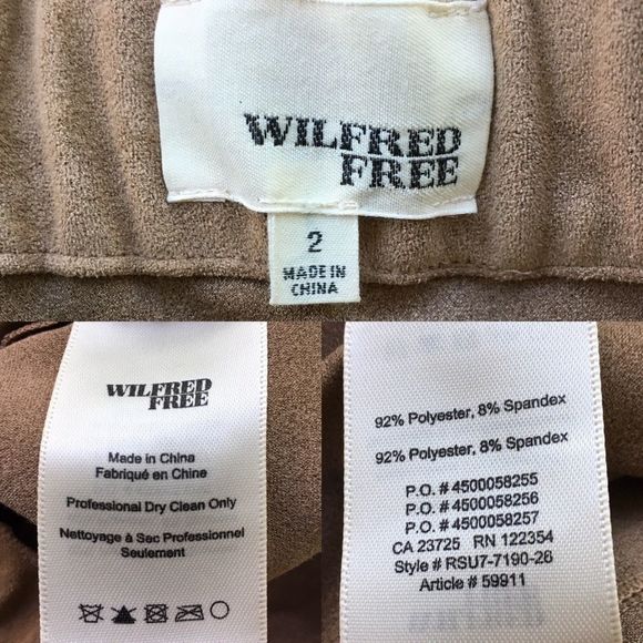 (SOLD) ARITZIA Faux Vegan Suede Pencil Knee Length Skirt Slits Camel 2 - Picture 3 of 3